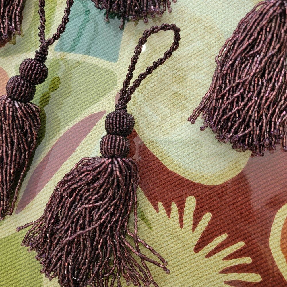 Set of Purple Tassel Ornaments - Picture 2 of 4